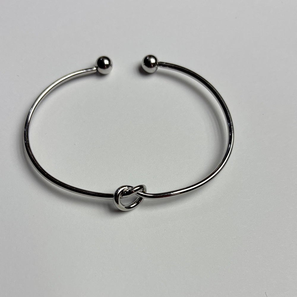 Infinity Line Tie The Knot Cuff Bracelet - Silver
